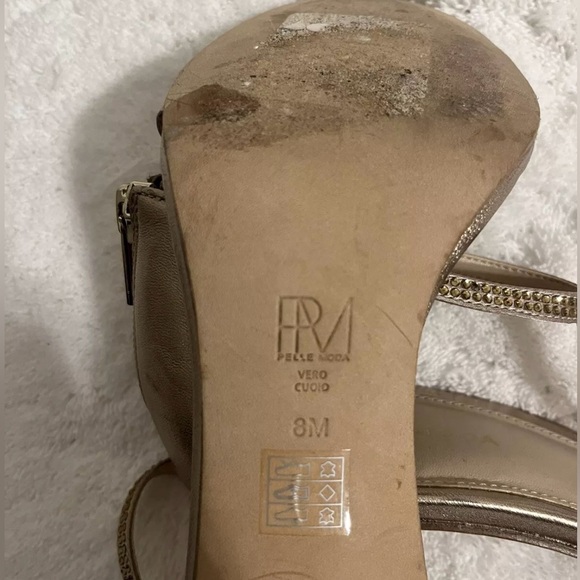 Pelle Moda Gold Ankle Strap Heels 8 - Picture 6 of 7